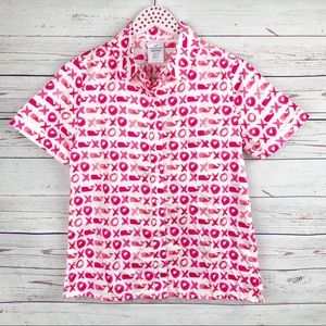 Vineyard Vines XO Whale Cotton Sateen Weave Top